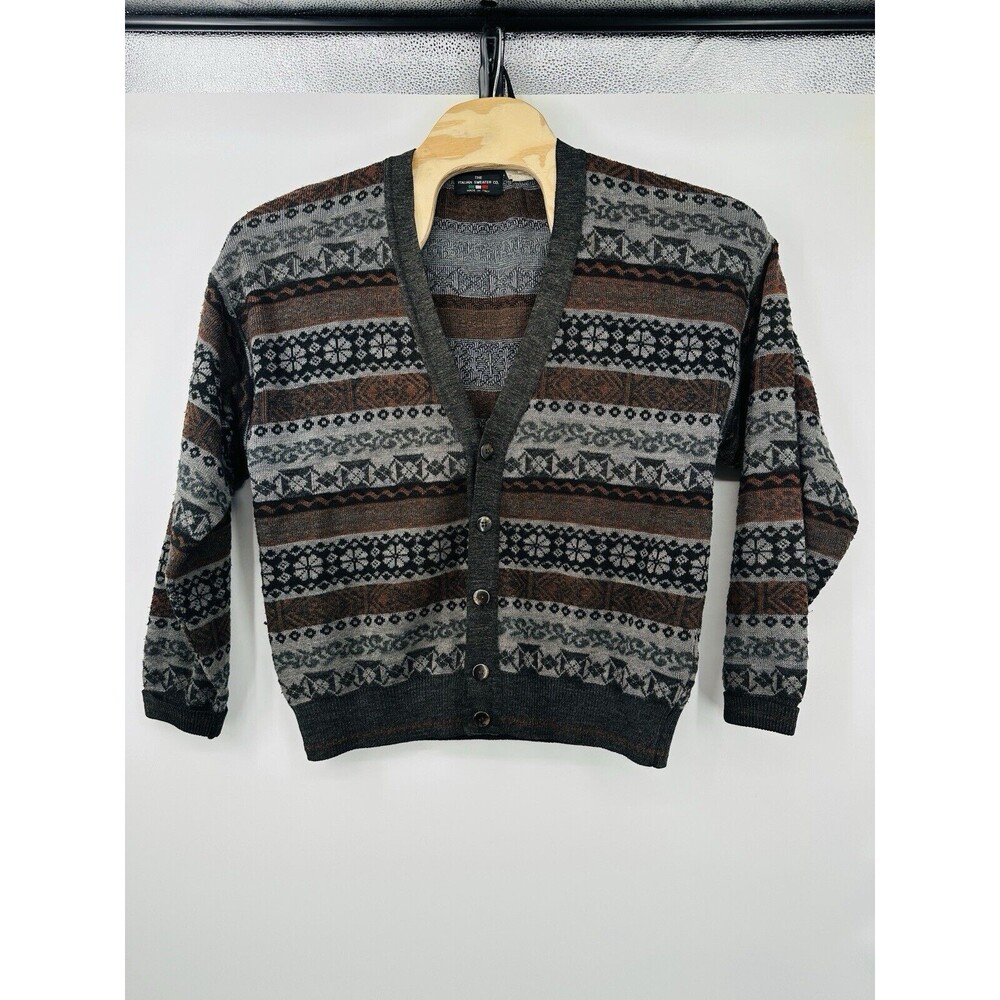 The Italian Sweater Co Sweater Mens‎ M  Gray Cardigan Button Front Wool Blend